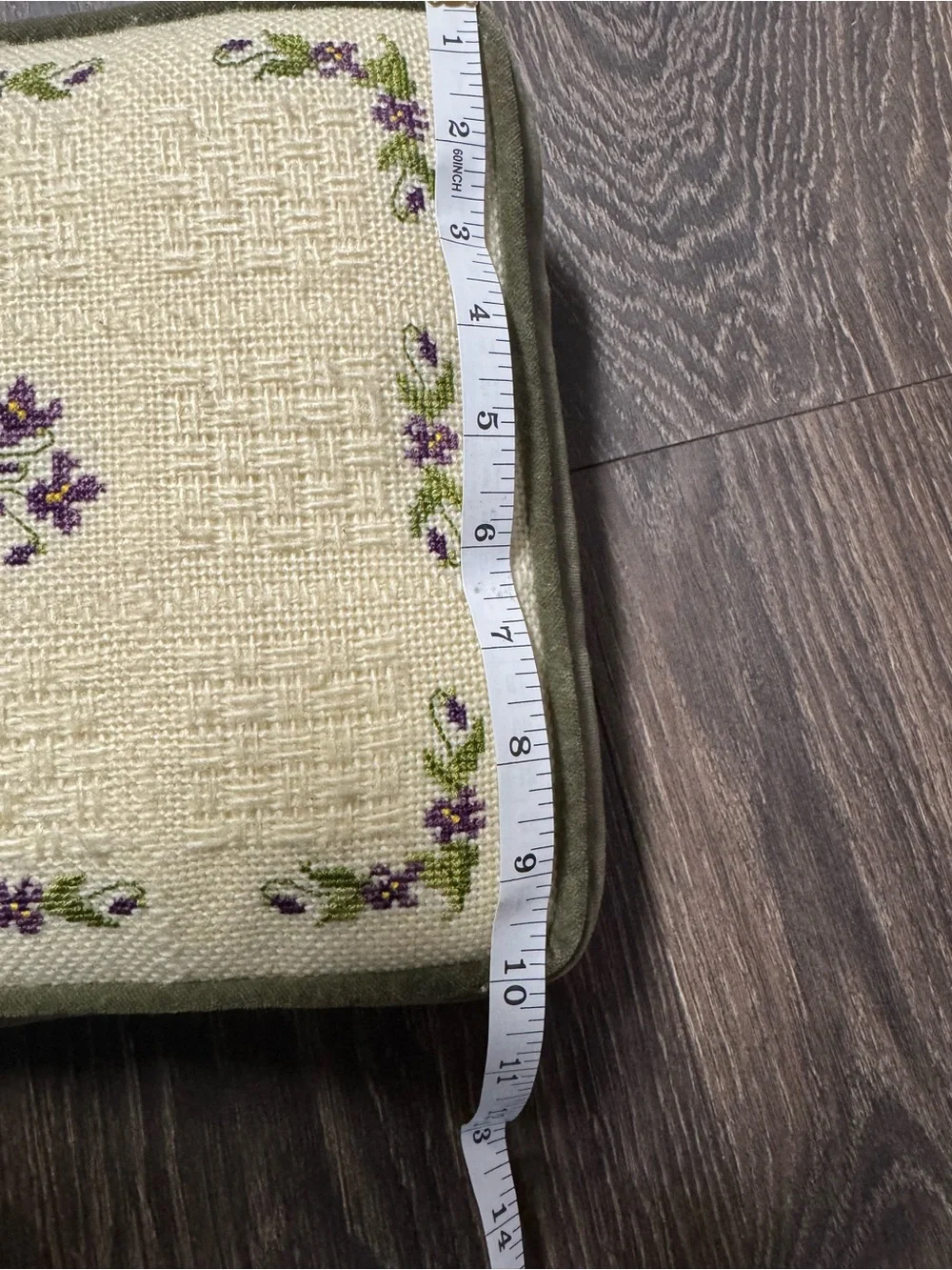 Hand-Embroidered Floral Accent Pillow Pair - Cream and Olive